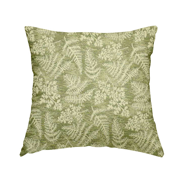 Rowan Leafs Floral Theme Green Colour Pattern Chenille Jacquard Fabric JO-849 - Handmade Cushions