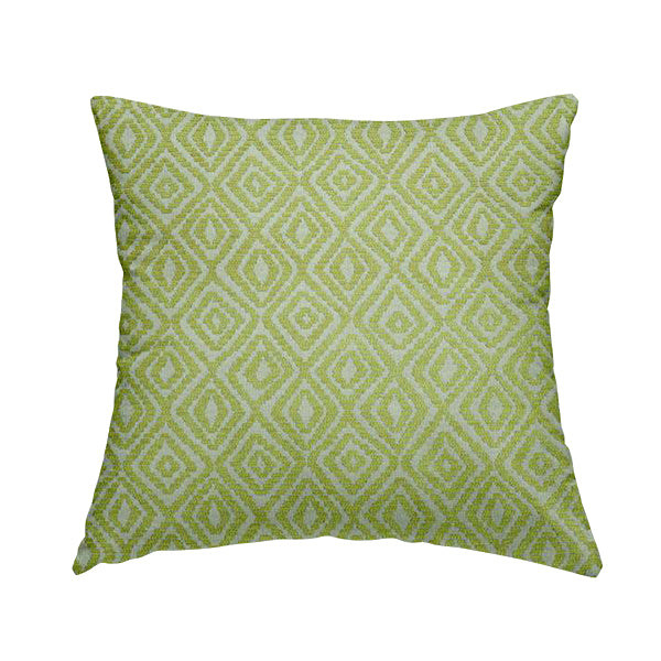 Geometric Diamond Modern Pattern In Green Colour Chenille Upholstery Fabric JO-853 - Handmade Cushions