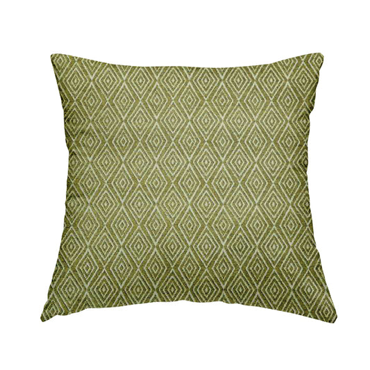 Diamond Geometric Pattern In Green Colour Chenille Upholstery Fabric JO-862 - Handmade Cushions