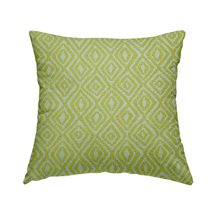 Geometric Diamond Modern Pattern In Green Colour Chenille Upholstery Fabric JO-864 - Handmade Cushions