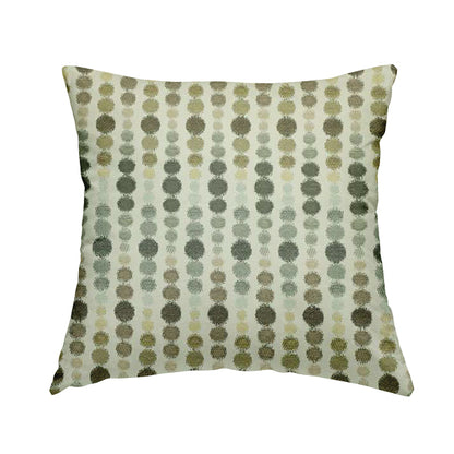 Green Brown Colour Dotted Geometric Pattern Chenille Upholstery Fabric JO-877 - Handmade Cushions