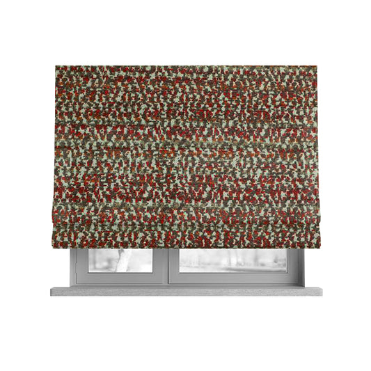 Abstract Pattern In Red Orange Brown Colour Chenille Upholstery Fabric JO-885 - Roman Blinds