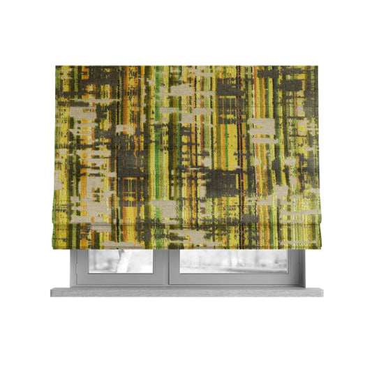 Abstract Full Pattern In Green Brown Colour Velvet Upholstery Fabric JO-890 - Roman Blinds