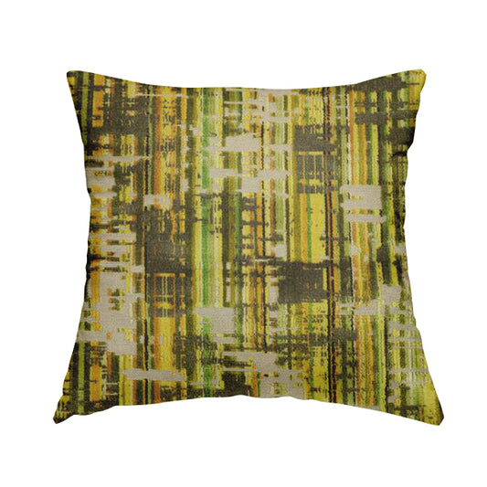 Abstract Full Pattern In Green Brown Colour Velvet Upholstery Fabric JO-890 - Handmade Cushions