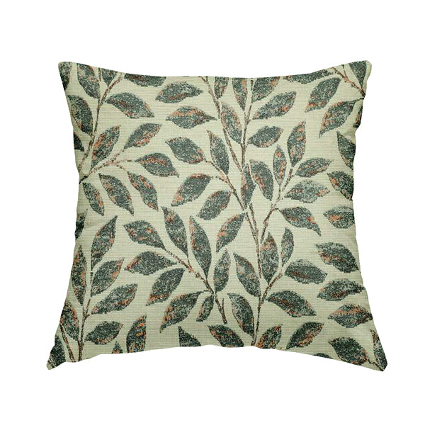 Floral Leaf Theme Pattern In Blue Colour Chenille Jacquard Furniture Fabric JO-896 - Handmade Cushions