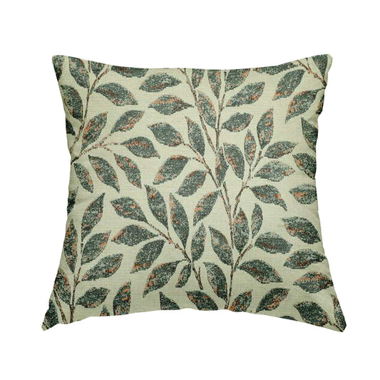 Floral Leaf Theme Pattern In Blue Colour Chenille Jacquard Furniture Fabric JO-896 - Handmade Cushions