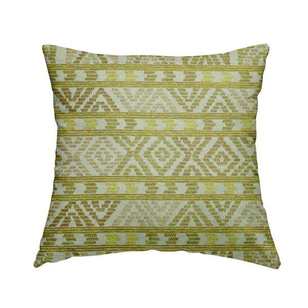 Tribal Aztec Pattern Lime Green Colour Chenille Upholstery Fabric JO-906 - Handmade Cushions