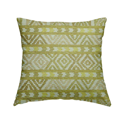 Tribal Aztec Pattern Lime Green Colour Chenille Upholstery Fabric JO-906 - Handmade Cushions