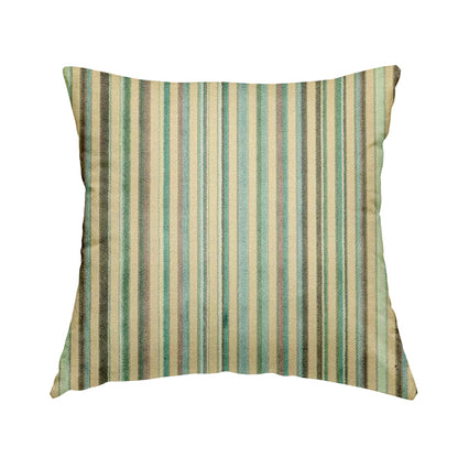 Striped Pattern In Blue Teal Colours Cut Velvet Upholstery Fabric JO-907 - Handmade Cushions