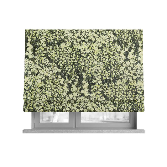 Garden Of Flowers In Abstract Pattern Green Colour Chenille Fabric JO-909 - Roman Blinds