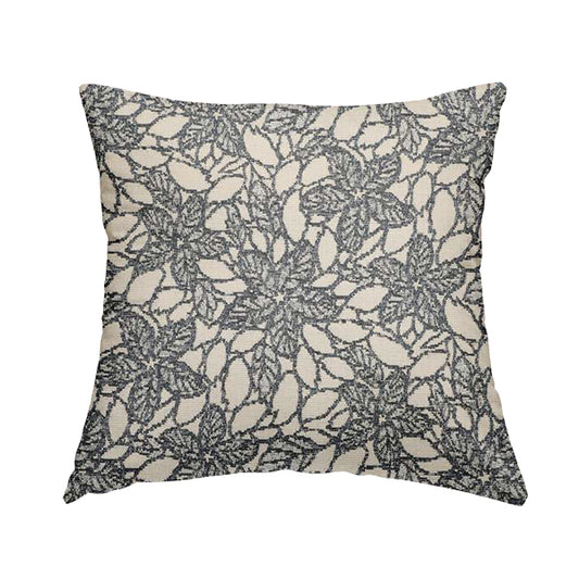 Floral Outlined Pattern In Blue Colour Chenille Jacquard Furniture Fabric JO-919 - Handmade Cushions