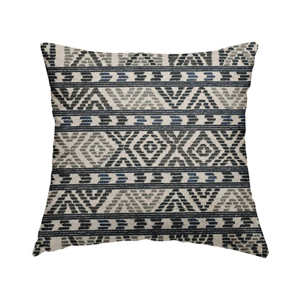 Tribal Aztec Pattern Blue Colour Chenille Upholstery Fabric JO-926 - Handmade Cushions