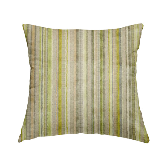 Striped Pattern In Green Grey Colour Velvet Upholstery Fabric JO-935 - Handmade Cushions