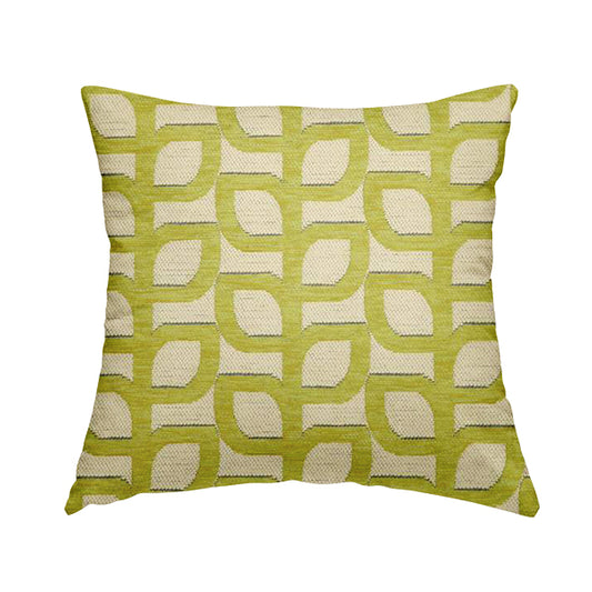 Green White Colour Outline Leaf Theme Pattern Chenille Upholstery Fabric JO-937 - Handmade Cushions