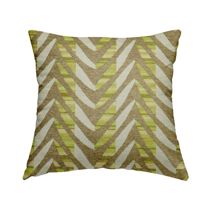 Modern V Pattern In Brown Green Colour Chenille Upholstery Fabric JO-944 - Handmade Cushions