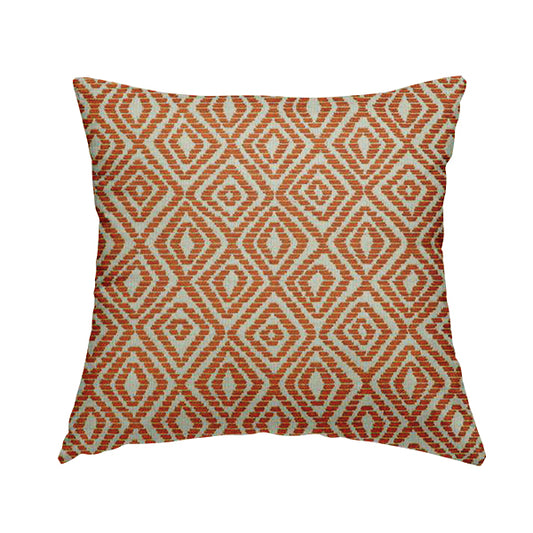 Geometric Diamond Modern Pattern In Orange Colour Chenille Upholstery Fabric JO-962 - Handmade Cushions