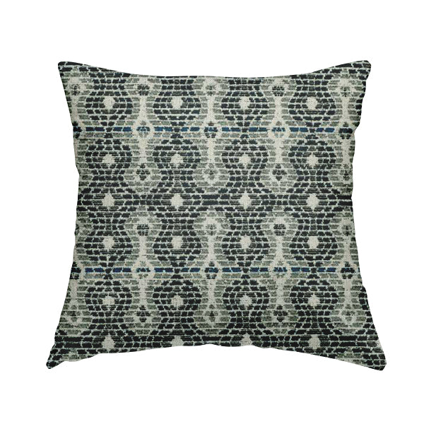 Geometric Pattern Blue Colour Chenille Upholstery Fabric JO-965 - Handmade Cushions