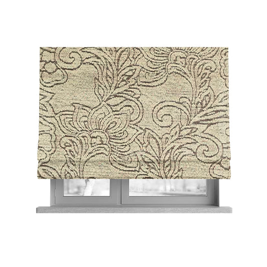 Voyage Of Floral Pattern In Cream Colour Woven Soft Chenille Upholstery Fabric JO-972 - Roman Blinds