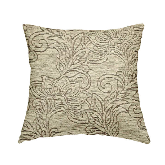 Voyage Of Floral Pattern In Cream Colour Woven Soft Chenille Upholstery Fabric JO-972 - Handmade Cushions