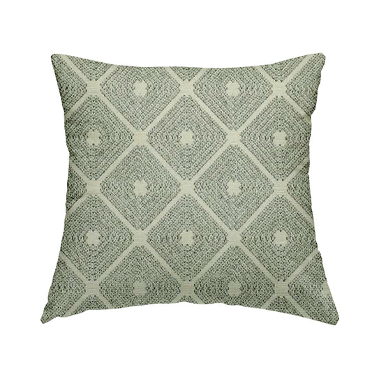 Diamond Geometric Pattern In Grey Colour Chenille Upholstery Furnishing Fabric JO-973 - Handmade Cushions