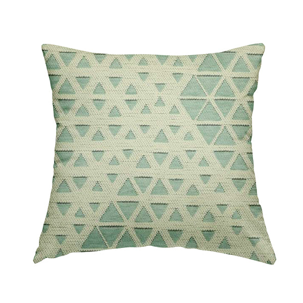 White Blue Colour Geometric Triangle Pattern Chenille Upholstery Fabric JO-976 - Handmade Cushions