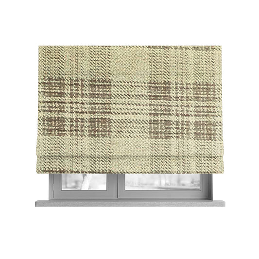 Voyage Of Checked Tartan Pattern In Cream Colour Woven Soft Chenille Upholstery Fabric JO-978 - Roman Blinds