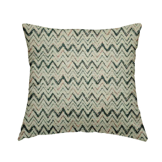 Cream Teal Pink Coloured Chevron Pattern Upholstery Furnishing Fabric JO-982 - Handmade Cushions