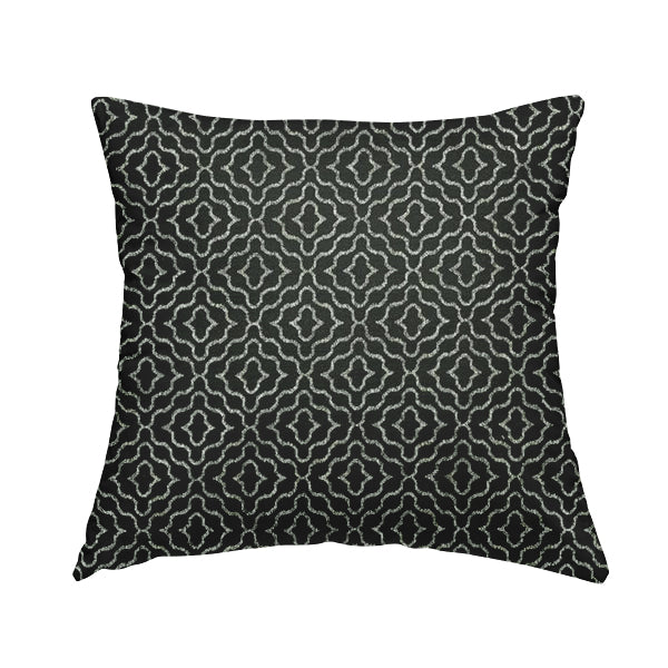 Black Silver Colour Geometric Pattern Furnishing Fabric JO-985 - Handmade Cushions