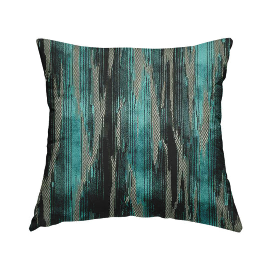 Modern Abstract Pattern In Blue Velvet Furnishing Upholstery Fabric JO-995 - Handmade Cushions