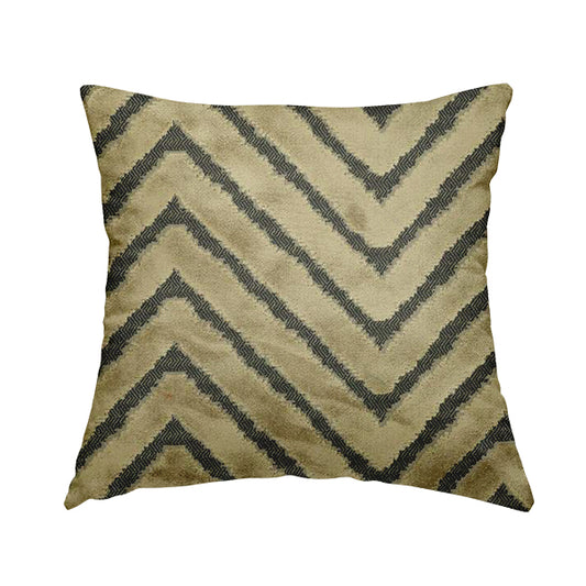 Chevron Pattern In Golden Brown Velvet Material Furnishing Upholstery Fabric JO-996 - Handmade Cushions