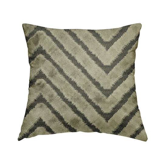 Chevron Pattern In Grey Velvet Material Furnishing Upholstery Fabric JO-997 - Handmade Cushions