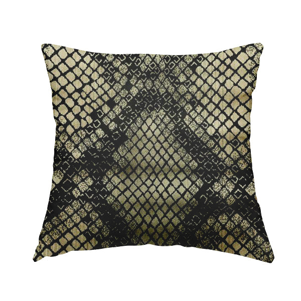 Snake Scales Pattern In Black Beige Velvet Material Furnishing Upholstery Fabric JO-998 - Handmade Cushions
