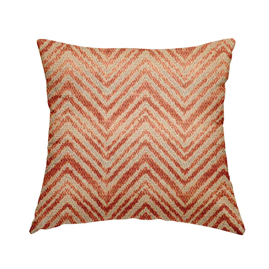 Burnt Orange Colour Raised Velvet Chevron Striped Pattern Upholstery Fabric JO-1008 - Handmade Cushions