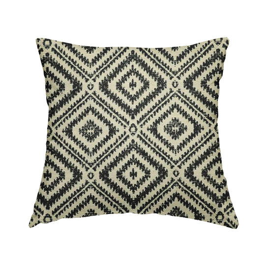 Tribal Theme Pattern Black Beige Colour Soft Chenille Furnishing Fabric JO-1009 - Handmade Cushions