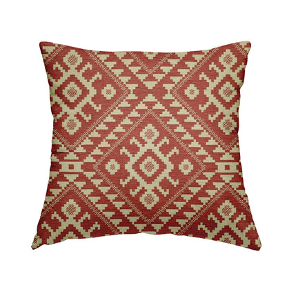 Red Cream Colour Kilim Tetris Pattern Furnishing Upholstery Fabric JO-1011 - Handmade Cushions