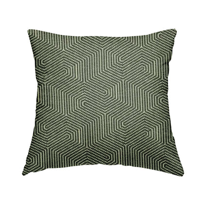 Grey Colour Geometric Wave Pattern Chenille Upholstery Fabric JO-1014 - Handmade Cushions