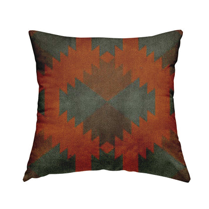 Grey Orange Colour Kilim Aztec Pattern Velvet Woven Upholstery Fabric JO-1024 - Handmade Cushions