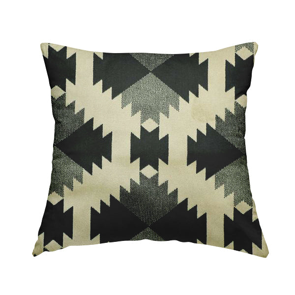 Navy Blue Cream Colour Kilim Aztec Pattern Velvet Woven Upholstery Fabric JO-1025 - Handmade Cushions