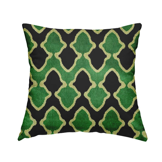 Green Black Colour Pattern Soft Velvet Upholstery Fabric JO-1030 - Handmade Cushions