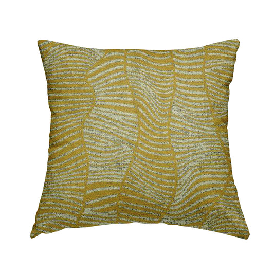 Abstract Pattern In Yellow Chenille Furnishing Curtain Upholstery Fabric JO-1033 - Handmade Cushions