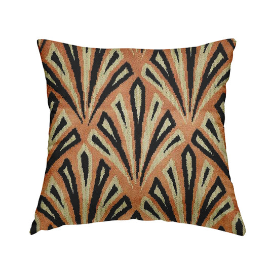 Salmon Pink Black Colour Modern Geometric Pattern Soft Velvet Upholstery Fabric JO-1035 - Handmade Cushions