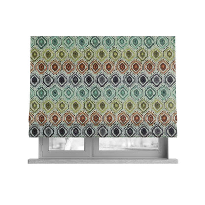 Multicoloured Geometric Pattern Trellis Theme Chenille Material Upholstery Fabrics JO-1042 - Roman Blinds