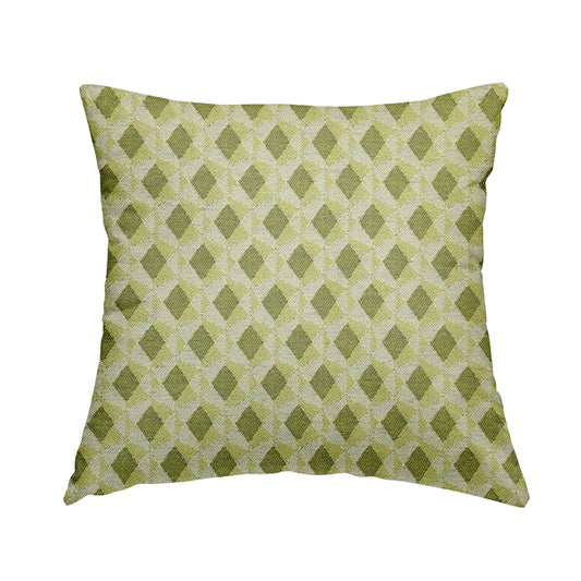 Green Coloured Chenille Geometric Pattern Upholstery Fabric JO-1047 - Handmade Cushions