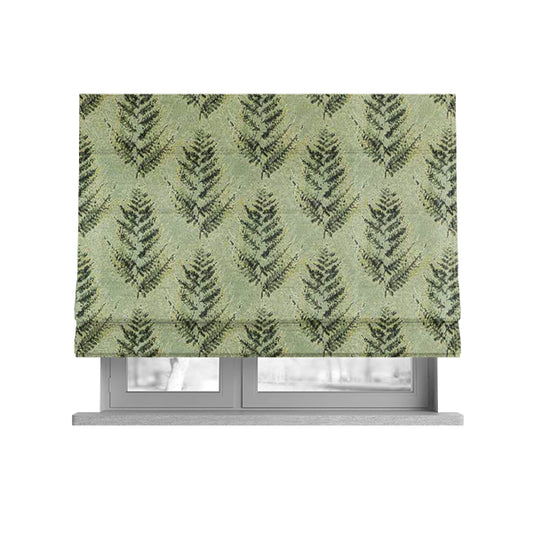 Shine Tone Green Silver Colour Tree Pattern Chenille Furnishing Upholstery Fabric JO-1052 - Roman Blinds