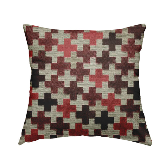 Geometric Plus Sign Pattern Cut Velvet Material Pink Purple Colour Upholstery Fabric JO-1060 - Handmade Cushions