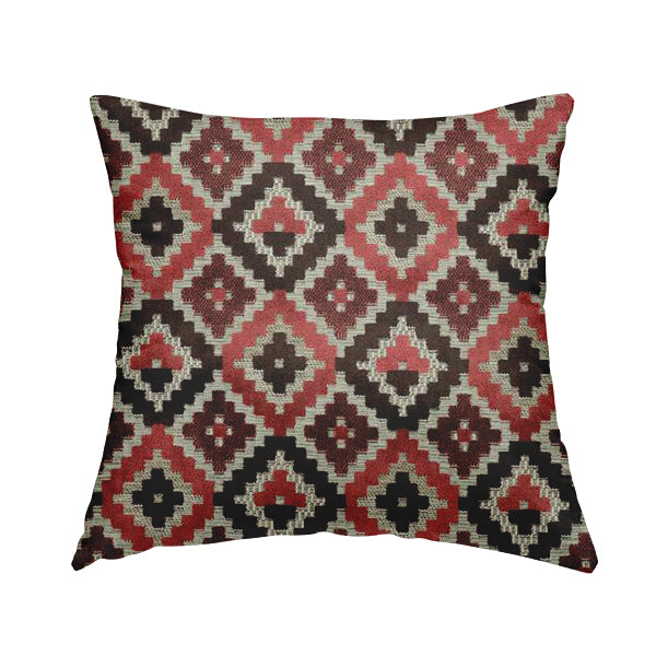 Geometric Quadrilateral Pattern Cut Velvet Material Pink Purple Colour Upholstery Fabric JO-1061 - Handmade Cushions