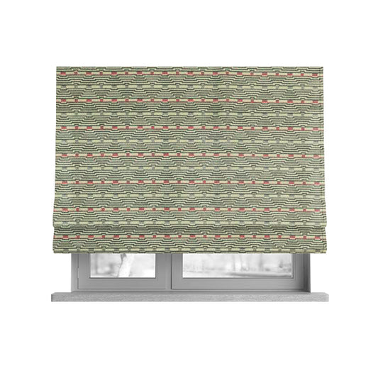 Striped Pattern Cream Grey Pink Colour Furnishing Upholstery Fabric JO-1064 - Roman Blinds