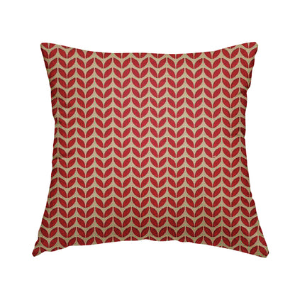 Open Leaf 2D Pattern Chenille Material In Red Beige Colour Upholstery Fabric JO-1074 - Handmade Cushions