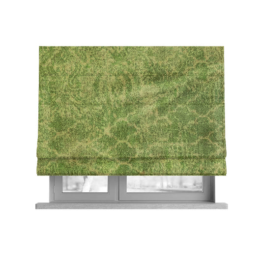 Traditional Damask Medallion Pattern Velvet Material Beige Green Upholstery Fabric JO-1077 - Roman Blinds