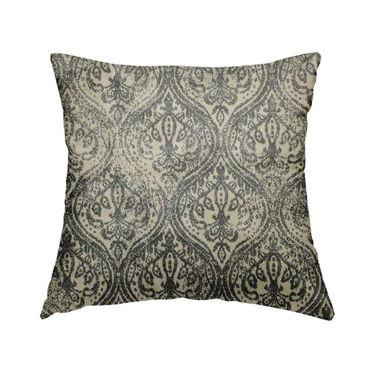 Medallion Pattern Velvet Material Grey Beige Upholstery Fabric JO-1079 - Handmade Cushions